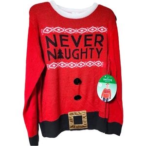 NWT Adult S/M “Never Naughty” Ugly Christmas Sweater